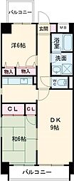 ラフィネ武蔵小山 8階2DKの間取り