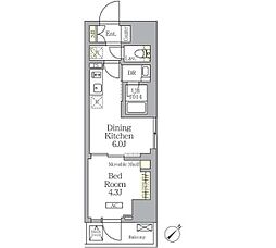 プライムガーデン大森 10階1DKの間取り
