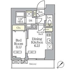 プライムガーデン大森 11階1DKの間取り