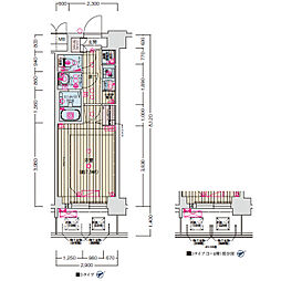 ソルテラス大阪BAY STATION SIDE 7階1Kの間取り