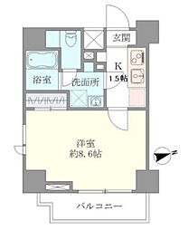 東京メトロ南北線 白金高輪駅 徒歩6分の賃貸マンション 6階1Kの間取り