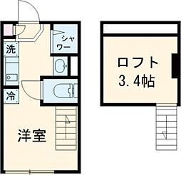Coron Heiwadai 1階ワンルームの間取り