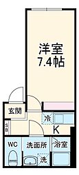 アンビション豊春 1階1Kの間取り