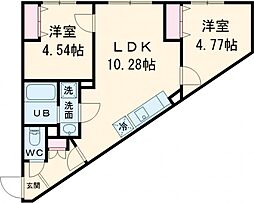 エルファーロ笹塚III 3階2LDKの間取り