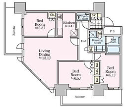 ザ・タワー十条 27階3LDKの間取り