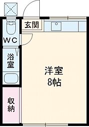 宮本ハイツ 1階ワンルームの間取り