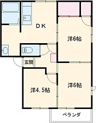 サニーウェル 1階3DKの間取り