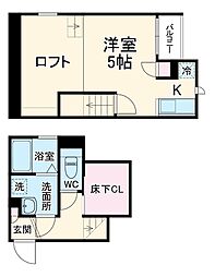 ＣＢ指扇ナコ 2階1Kの間取り