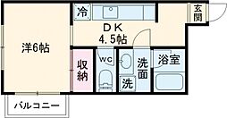 スクエア国立 1階1DKの間取り