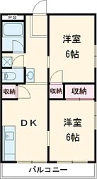 Stella garden水戸白梅 4階2DKの間取り