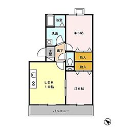 ベイコート 3階2LDKの間取り