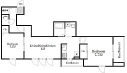 セプテムステラ笹塚 2階2LDKの間取り