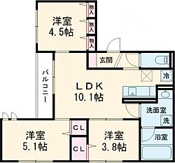 (仮称)板橋区高島平2丁目PJ 3階3LDKの間取り