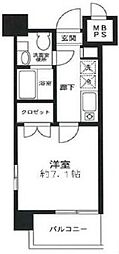ドゥーエ川口 7階1Kの間取り