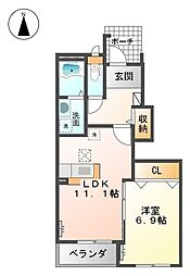 メゾンドハル 1階1LDKの間取り