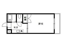 第3三池ビル 2階1Kの間取り