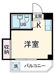 小田コーポ 1階ワンルームの間取り