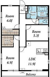 リブリ・プルミエール雅 1階3LDKの間取り