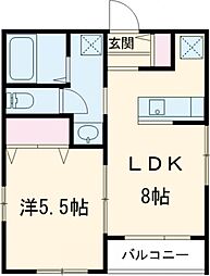 アリエッタ 1階1LDKの間取り