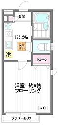 クラヴィス野方 2階1Kの間取り