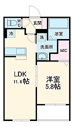 Ｆｒａｎｋｌｉｎ　Ａｖｅ． 3階1LDKの間取り