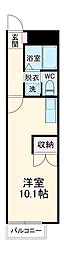 ロイヤルコートII 1階ワンルームの間取り