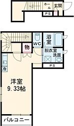 クロノスＩ 2階ワンルームの間取り