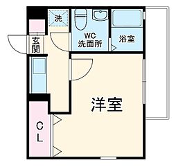 ルクール川崎 3階1Kの間取り