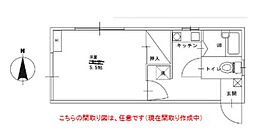 宮下ハイツ 2階1Kの間取り