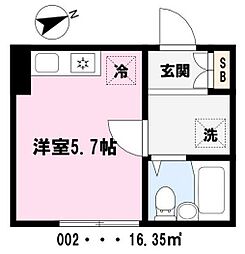 赤羽台ヒルズ 1階ワンルームの間取り