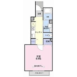 エクセル 1階1Kの間取り