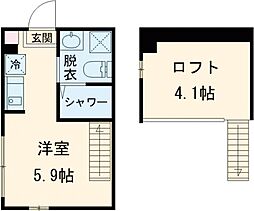 ハーモニーテラス上石神井V 1階ワンルームの間取り