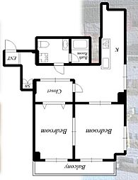 石井ハイム 6階2DKの間取り