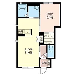 ポナールA 1階1LDKの間取り