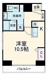 ラメゾンフジ 2階ワンルームの間取り