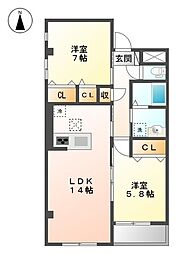 ブランメゾン 3階2LDKの間取り