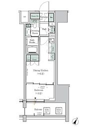 JR山手線 田町駅 徒歩7分の賃貸マンション 8階1DKの間取り