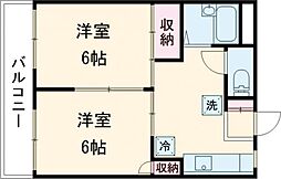 リバーサイドハウス桜台 5階2Kの間取り