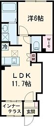 セラヴィ 1階1LDKの間取り