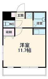 ウイングコート伊奈 3階ワンルームの間取り
