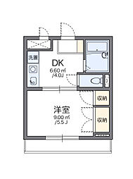 JR山手線 新大久保駅 徒歩6分の賃貸マンション 2階1Kの間取り