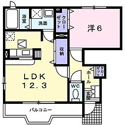 JR常磐線 水戸駅 バス15分 平須新田下車 徒歩1分の賃貸アパート 1階1LDKの間取り