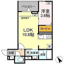 Asset-Court元横山町 1階1LDKの間取り