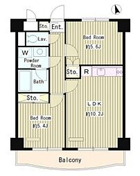 メゾンサロム 10階2LDKの間取り