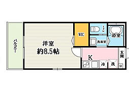 キャメル狭山市富士見 2階1Kの間取り