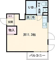 ヴィラ・ハーモニー不動前 702 7階ワンルームの間取り