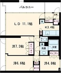 ガーデニエール砧ＷＥＳＴ 7階3LDKの間取り
