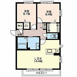 マノワール 1階2LDKの間取り