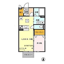 エクレール・シャンブル 1階1LDKの間取り