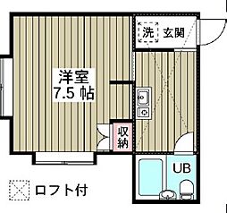 ローズアパートＲ45 1階1Kの間取り